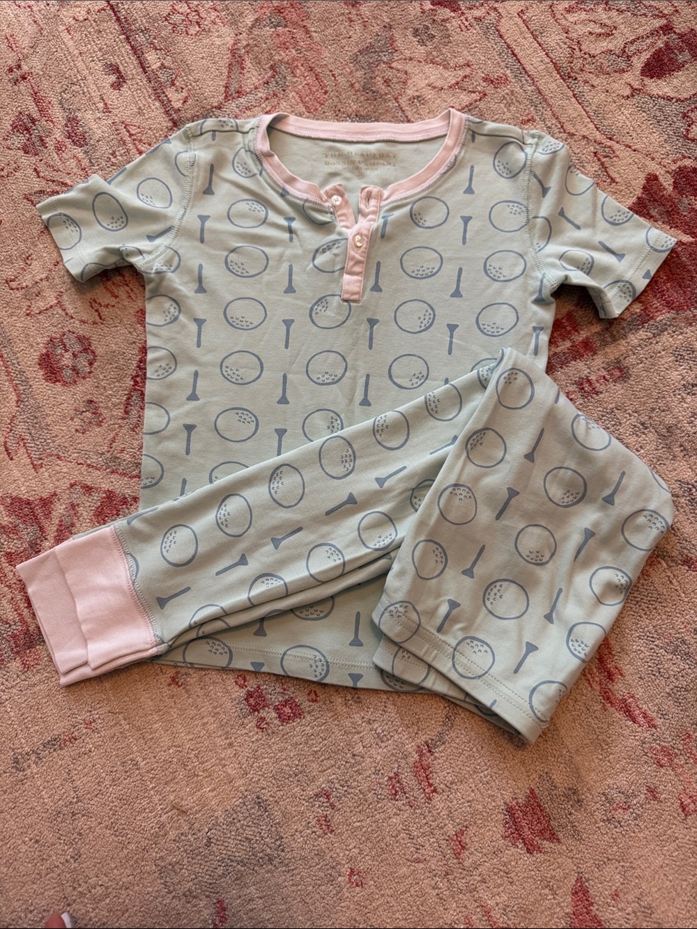 The Beaufort Bonnet Company Light Blue & Aqua Golf-Print Kids Pajama Set